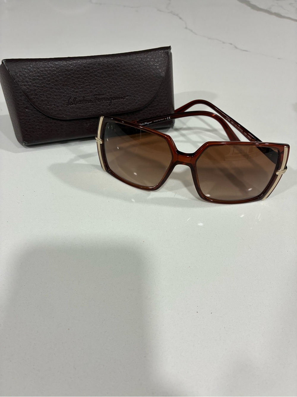 Salvatore Ferragamo Brown Gradient Oversized Women's Sunglasses